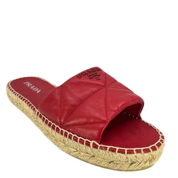 Prada Quilted Lambskin Leather Espadrilles Size 41 - Picture 1 of 6